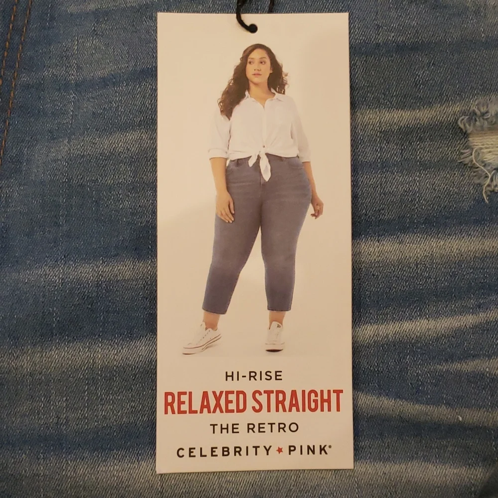 Hi-Rise Relaxed Straight Leg Jeans Denim - Picture 4 of 4